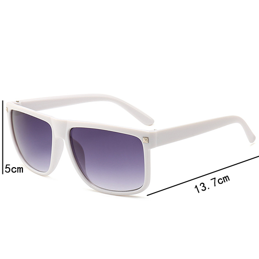 White accessories,White Ombre Rivet Detail Geometric Sunglasses