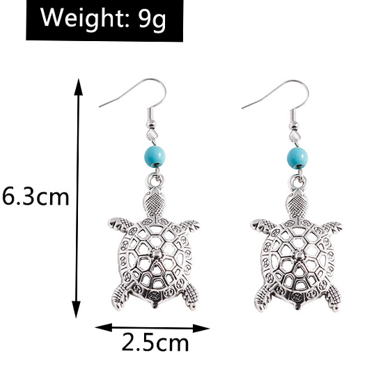 Silvery White jewelry,Silvery White Alloy Hollow Turtle Earrings