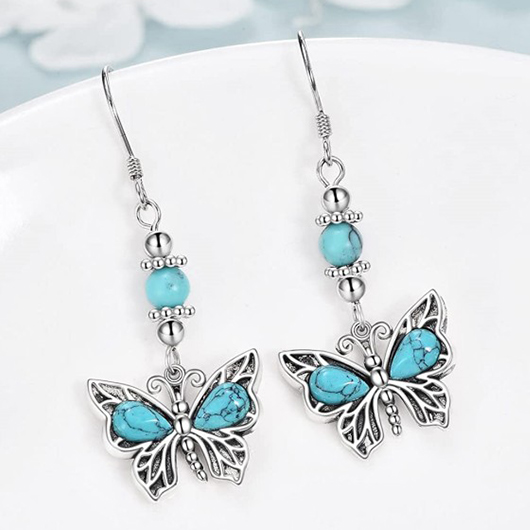 Mint Green jewelry,Butterfly Design Mint Green Alloy Earrings