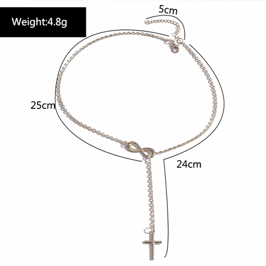 Silvery White jewelry,Cross Design Silvery White Alloy Necklace