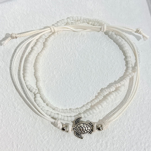 White jewelry,Animal Print jewelry,Animal Layered Patchwork Beaded White Anklets