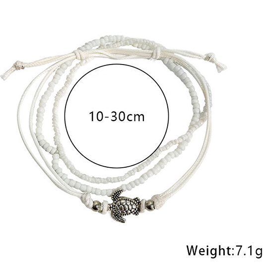 White jewelry,Animal Print jewelry,Animal Layered Patchwork Beaded White Anklets