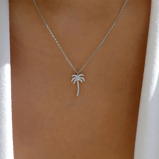 Silvery White Alloy Coconut Palm Necklace