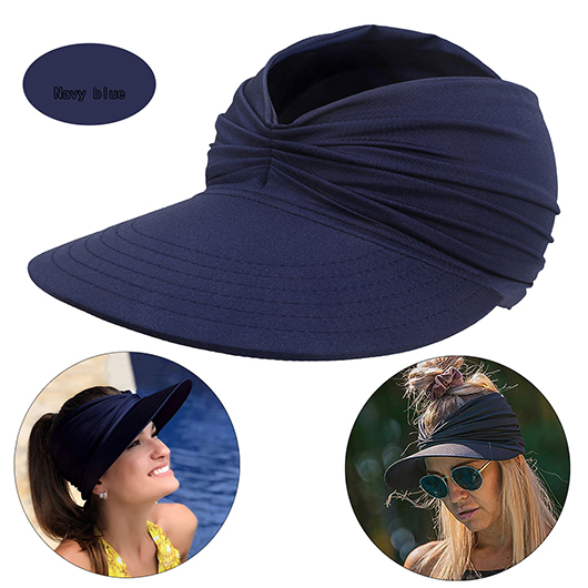 Ruched Design Navy Sun Visor Hat