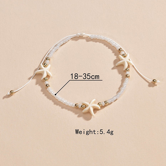 Beige jewelry,Beige Starfish Beaded Detail Alloy Anklet