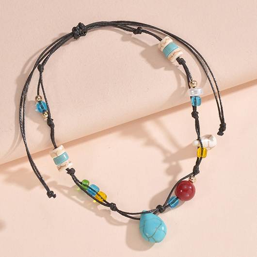 Mint Green jewelry,Contrast Color jewelry,Beaded Design Mint Green Alloy Anklet