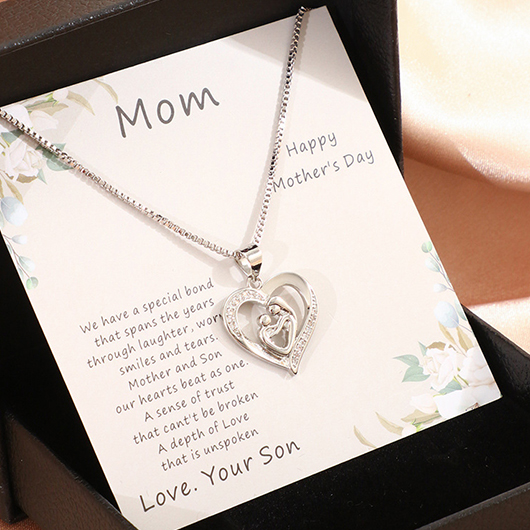 Heart Silvery White Geometric Alloy Necklace