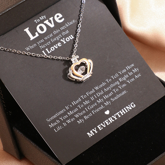 Silvery White jewelry,Heart jewelry,Heart Silvery White Cross Alloy Necklace