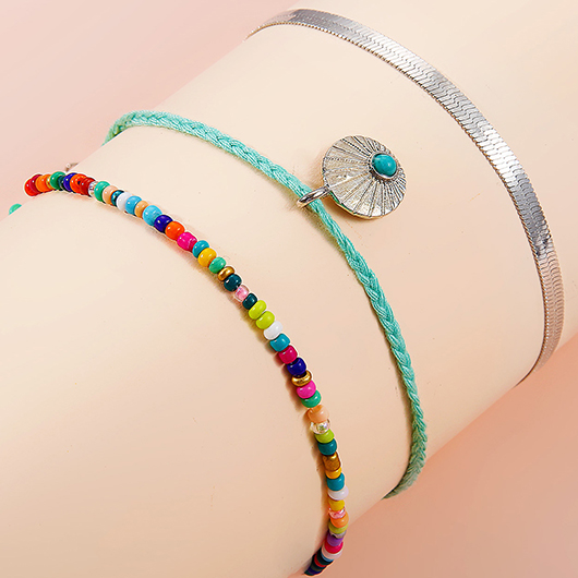 Multi Color jewelry,Round Beaded Multi Color Anklets Set