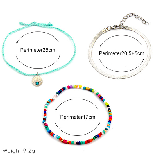 Multi Color jewelry,Round Beaded Multi Color Anklets Set