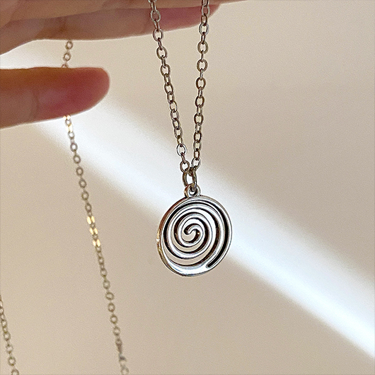 Round Detail Silvery White Alloy Necklace