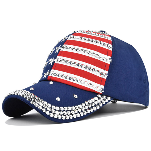 American Flag Hot Drilling Striped Blue Hat Baseball Cap