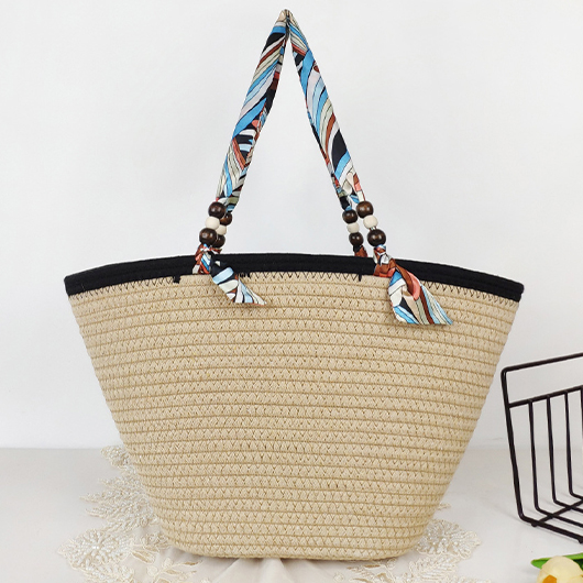 Light Camel accessories,Contrast Color accessories,Light Camel Beaded Open Shoulder Bag