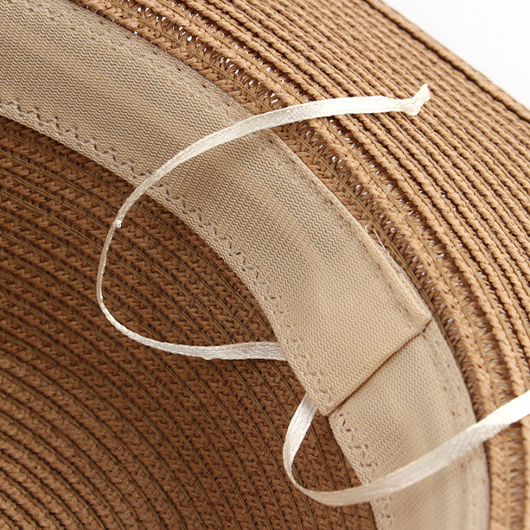 chapeau à visière camel foncé patchwork de paille