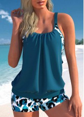 Rotita Fake 2in1 Tankini-Set mit pfauenblauem Leopardenmuster