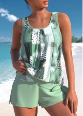 Rotita-Tankini-Set mit Krawatte Salbeigrün und geometrischem Muster