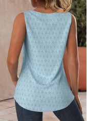 Dusty Blue tops,Plain Color tops,ROTITA Jacquard Dusty Blue Square Neck Sleeveless Tank Top