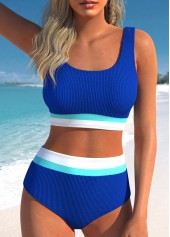 Rotita-Patchwork-Bikiniset in Königsblau mit Kontrasteinfassung