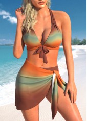 ensemble de bikini trois pièces ombré café foncé rotita