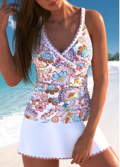ensemble de tankini à imprimé cachemire blanc croisé rotita