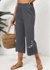 Dark Grey Marl bottoms,Graphic bottoms,Animal Print bottoms,Pocket Graffiti Print Dark Grey Marl Elastic Waist Pants