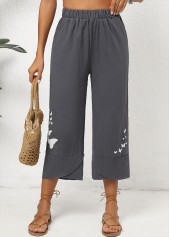 Dark Grey Marl bottoms,Graphic bottoms,Animal Print bottoms,Pocket Graffiti Print Dark Grey Marl Elastic Waist Pants