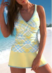 ensemble tankini à carreaux jaune clair surplis rotita