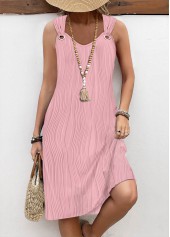 ROTITA Circular Ring Pink A Line V Neck Sleeveless Dress