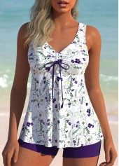 Rotita gerafftes Tankini-Set mit Blumenmuster in Lila