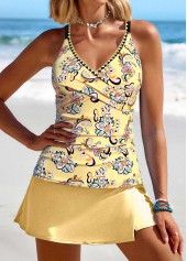ensemble de tankini à imprimé tribal jaune clair surplis Rotita