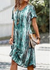 Mint Green dresses,Graphic dresses,Everyday dresses,Casual dresses,Pocket Graffiti Print Mint Green A Line Dress