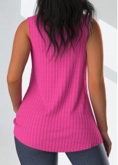 Hot Pink tops,Plain Color tops,ROTITA Twist Hot Pink V Neck Sleeveless Tank Top