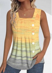 Rotita Plus Size Button Hellgelbes ärmelloses Ombre-Tanktop