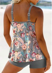 Grey swimwear,Paisley swimwear,ROTITA Patchwork Grey Paisley Print Tankini Set