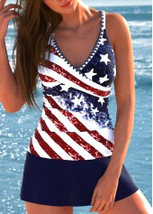 ensemble tankini à imprimé drapeau bleu marine surplis Rotita