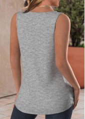 Light Grey Marl tops,Floral tops,Plants tops,Animal Print tops,ROTITA Twist Daisy Print Light Grey Marl Sleeveless Tank Top