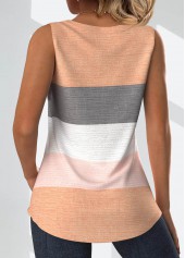 Dusty Pink plus size,Striped plus size,Geometric plus size,Contrast Color plus size,ROTITA Plus Size Button Dusty Pink Striped Sleeveless Tank Top