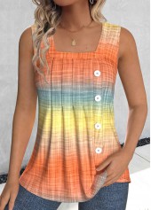 Ärmelloses Tanktop mit Rotita-Knöpfen in Ombre-Orange und quadratischem Ausschnitt
