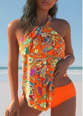 ROTITA Twist Orange Floral Print Tankini Set