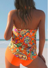 Orange swimwear,Floral swimwear,Plants swimwear,Paisley swimwear,ROTITA Twist Orange Floral Print Tankini Set