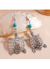 boucles d'oreilles tortue creuse en alliage blanc argenté