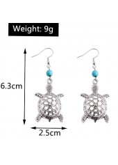 Silvery White jewelry,Silvery White Alloy Hollow Turtle Earrings