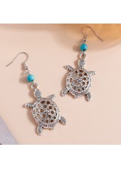 Silvery White jewelry,Silvery White Alloy Hollow Turtle Earrings