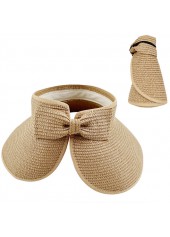 Light Camel accessories,Plain Color accessories,Straw Bowknot Light Camel Visor Hat