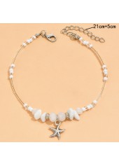 White jewelry,White Asymmetric Starfish Detail Alloy Anklet