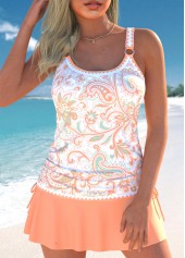 ensemble tankini à imprimé cachemire orange avec cordon de serrage rotita