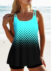 ensemble tankini patchwork à double bretelles ombré cyan