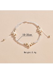 Beige jewelry,Beige Starfish Beaded Detail Alloy Anklet