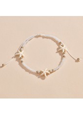 Beige jewelry,Beige Starfish Beaded Detail Alloy Anklet