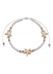 Beige jewelry,Beige Starfish Beaded Detail Alloy Anklet
